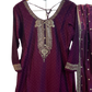 UK 12 / 38" - Wine - Silky Ladies Trousers Suit - Sangeet / Henna / Temple - OC578 VR