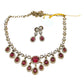 Fuchsia / Magenta / Dark Pink - Small - Antique Gold Finish Necklace Set with Earrings & - AE2521 08KK25