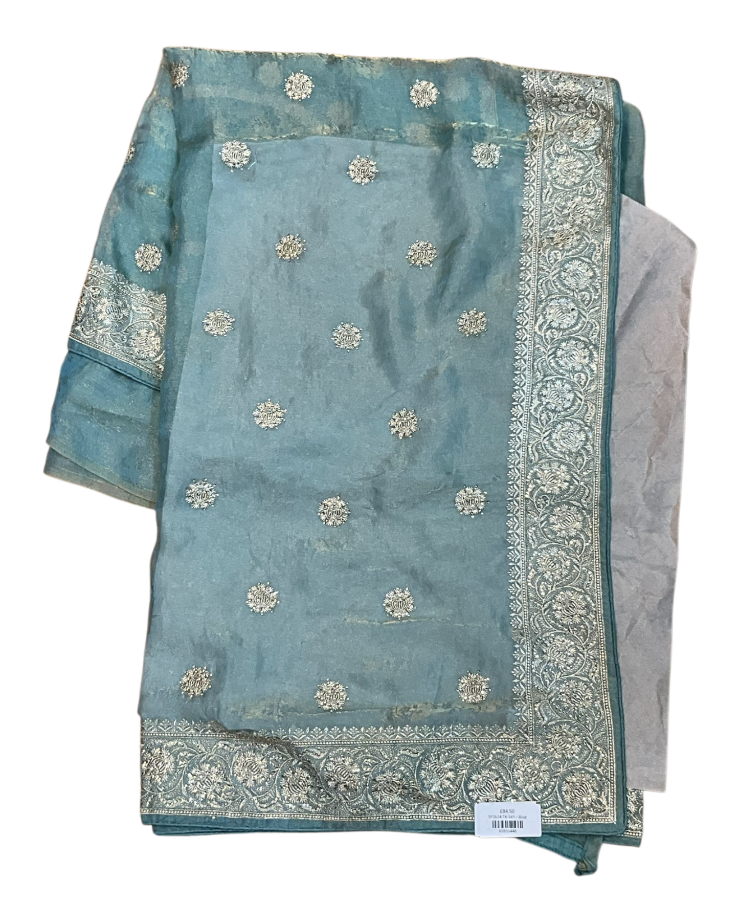 Sky Blue - Fancy Party Saree with Blouse Piece - UK stock - 24hr Dispatch - SP2624 TK
