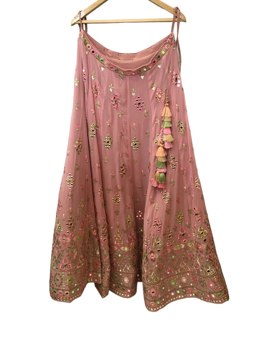 SALE - Baby Pink - Mirror Work Chiffon Designer Lehenga Set - UK Stock - 24h Dispatch - JaiSudha KYY 0124