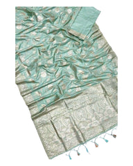 Sea Green - Handloom Brocade Saree with Blouse Piece - KS335006 VP 1123
