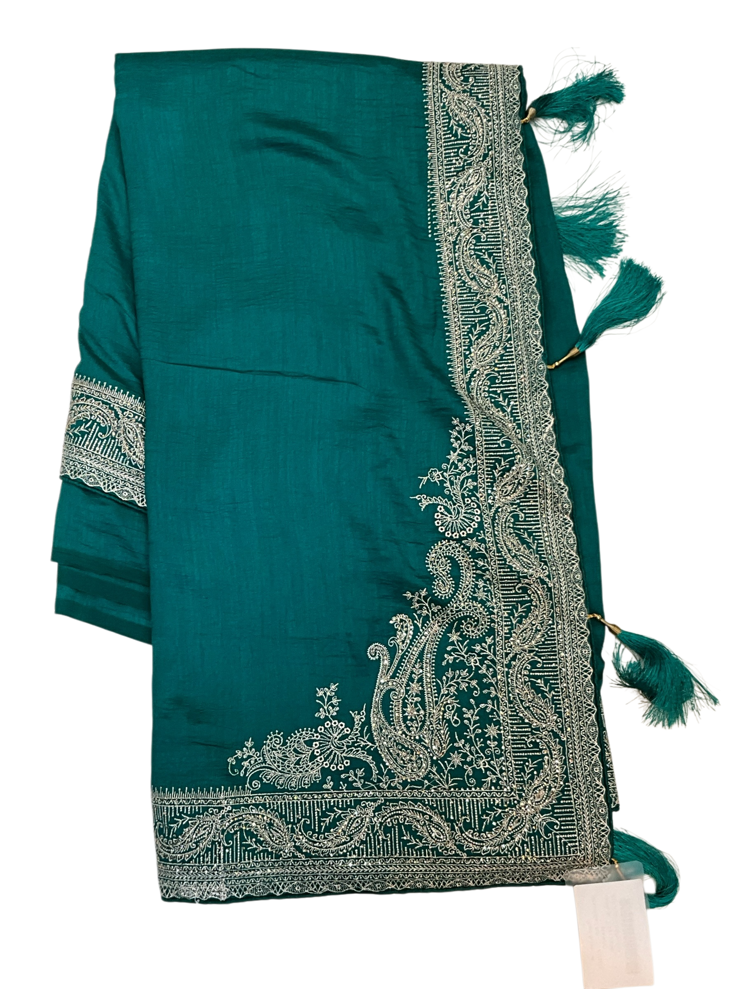 Turquoise - Classic Saree with Thread / Stone Work and Blouse Piece - UK stock - 24hr Dispatch - RS2506 VP