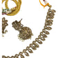 Gold / Neutral - Small Size Antique Gold Finish Necklace Set with Earrings - SV2404  C 0424