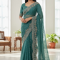 Turquoise Blue - Classic Saree with Thread Work Border and Blouse Piece - UK stock - 24hr Dispatch - RS2529 JR