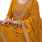 Cotton / Silky Mustard Haldi Yellow Anarakali  Long Dress with Trousers - Size 12 (Bust 38") - Extra Margin inside - VF67744 TY 1024