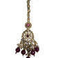 Fuchsia Magenta Pink - Large Size Antique Gold Finish Necklace Set with Earrings - JIG49  11H24