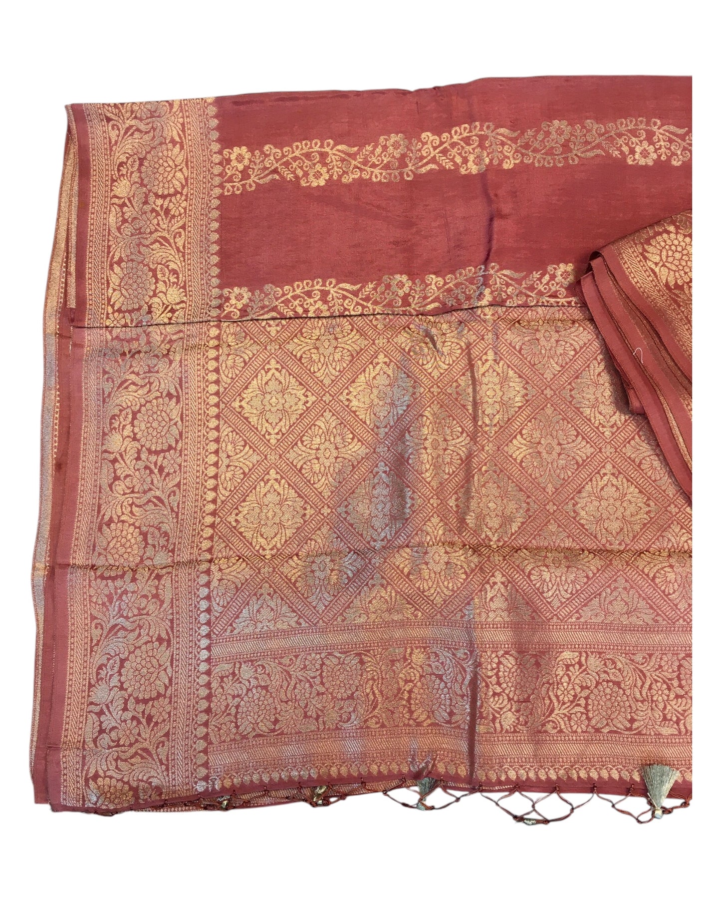 Rose Gold -Traditional Handloom Banarasi Sari / Saree - with Blouse Piece - SN2401 11VJ24