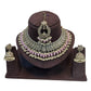 Pink - Large Size Antique Gold Finish Necklace Set with Earrings & Tika Head piece - GGA07  KT 0525