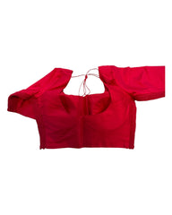 Tomato Pink - HYBRID Silky Saree blouse - With Elastic on both side for Great fit - Size 36