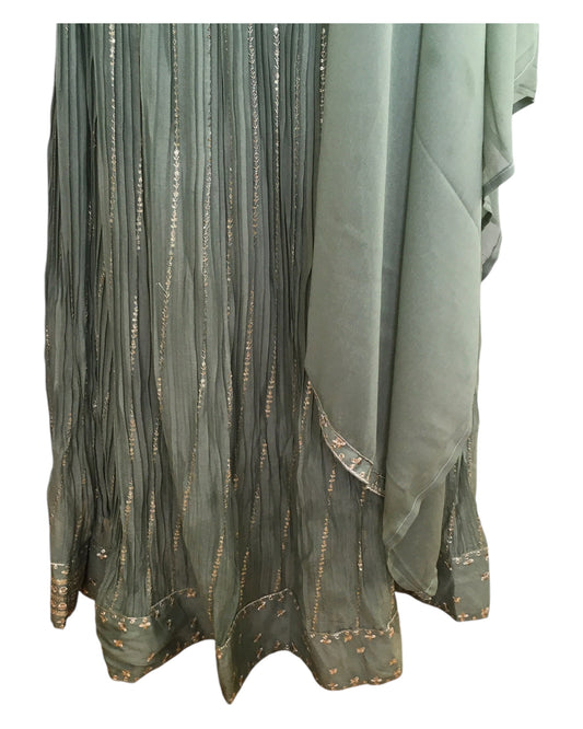 Size 10 / 36" Bust - Sage Green - Ready Made Lehenga Set - UK Stock - 24h Dispatch - KTC2501 19 VT 0125