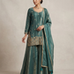 UK 10 / 36" - Sea Green - Silky Brocade Ladies Sharara / Palazzo Trousers Suit - Sangeet / Henna / Temple - JF1234 05TC26