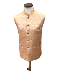 Peach - Banarasi Handloom Brocade Mens Waistcoat - KCS2304 KK 0923