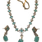 Sea Green - Medium - Antique Gold Finish Necklace Set with Earrings - AE2407 A 0724