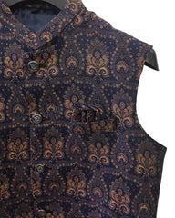 Navy Blue Benarasi Handloom Brocade Mens Waistcoat - Amazing Fit - Great Quality - YD2408 KA 0424