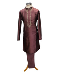 Dusty Pink - Handloom Banarasi Mens Indian Kurta set - Weddings / Walimas , Sangeet, Eid, Mehndi / Henna - KCS1017 08VT24