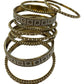 Dark Gold Stone and Pearl - Antique Gold Finish Bangles Set (Set of 10) - UK stock - SM, M, L, XL JAN2648 08T25