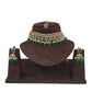 Green - Medium Size Antique Gold Finish Choker Necklace Set with Earrings - RAK149  C 0424