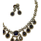 Purple - Small - Antique Gold Finish Necklace Set with Earrings & - AE2521 08KK25