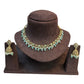 Sea Green - Medium Size Antique Gold Finish Necklace Set with Earrings - RAK375 Pp