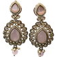 Baby Pink - Large - Antique Gold Finish Traditional Earrings - Bollywood - Weddings - 15ER549 07A26