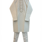 Off White - Self Brocade - Gold Thread Work Mens Kurta Set - Sangeet Mehendi Haldi - KCS2038 03VY26