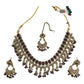 Maroon - Medium - Antique Gold Finish Necklace Set with Earrings - RAK185 Cp 0724