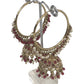 Fuchsia - Large - Antique Finish Traditional Bali Zhumki Earrings - Bollywood - Weddings - JE28 Tp 0724