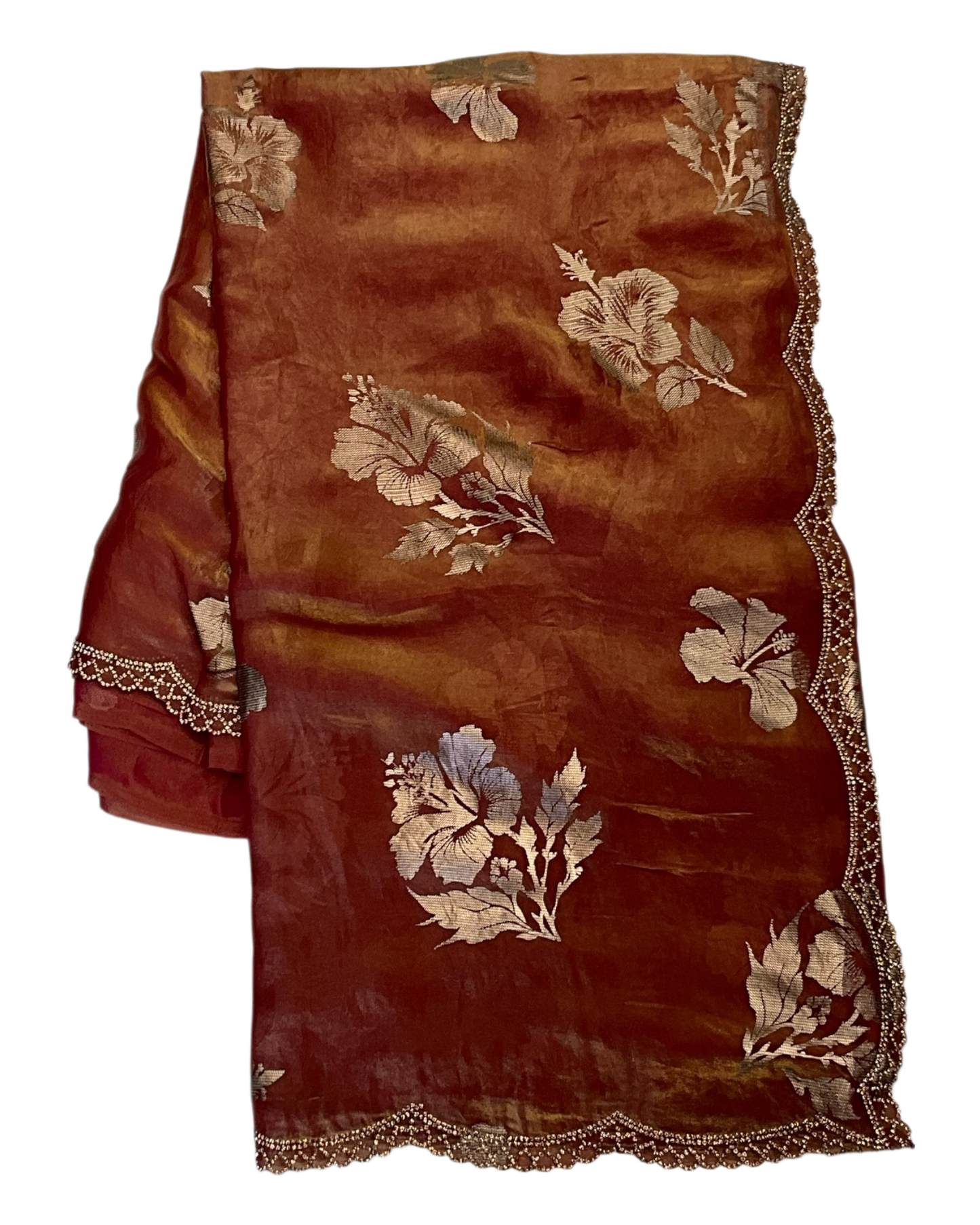 Burnt Orange / Rust - Floral Printed Blouse Piece - UK stock - 24hr Dispatch - RS2504 VP