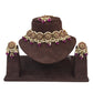Fuchsia Magenta - Large Size Antique Gold Finish Necklace Set with Earrings - RAK05  VY 0424