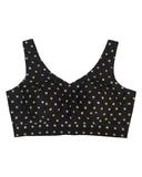 Black - Gold / Silver Embroidery Silky Saree blouse with cups,  Sleeveless - 38" - UK Stock - Quick Delivery - RNK - R717-KV