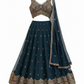 Size UK 14 (40" Bust) Adjustable to Size 16 - Petrol Blue - Banarasi Silky Lehenga Set - Mehndi / Sangeet / Bridesmaids / Weddings / Garba  - UK Stock - 24h Dispatch - JF10505 05PV26