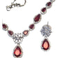 Magenta - American Diamond Style Silver Finish Small Size Necklace Set with Earrings - AE2422 11H24