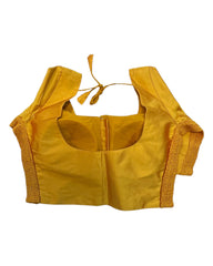 Mustard Yellow - HYBRID Silky Saree blouse - With Elastic on both side for Great fit - Size 36