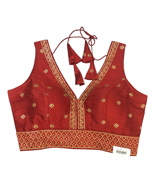 Maroon - Dupion Silky Saree / Lehenga blouse - 38" Bust (UK 12) Can be let out to size 16  - AF2406 H 0324