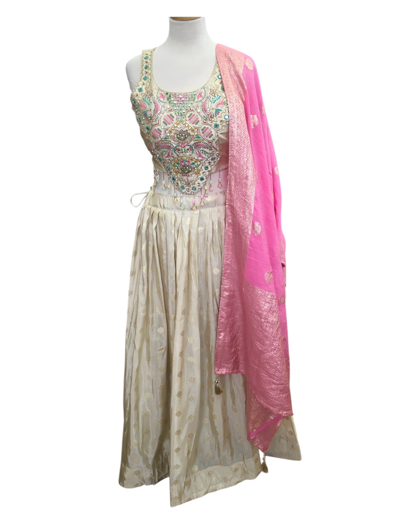 Size 14 / 40" Bust - Cream - Ready Made Lehenga Set - UK Stock - 24h Dispatch - KTC2501 57 TV