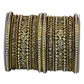 Gold Stone and Pearl - Antique Gold Finish Bangles Set (Set of 18) - UK stock - SM, M, L, XL JAN2611 05P25