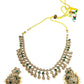 Green - Medium Size Antique Gold Finish Necklace Set with Earrings - SJ06 08H25