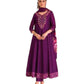 Purple / Wine - Simple / Classy Ladies Indian Trousers Suit with Printed Dupatta - Size 12 (38") - LL22602 VV 1024