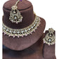 Baby Pink - Large Size Antique Gold Finish Necklace Set with Earrings & Tika Head Piece - GGA02 KA0525