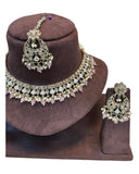 Baby Pink - Large Size Antique Gold Finish Necklace Set with Earrings & Tika Head Piece - GGA02 KA0525