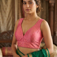 40" / UK 14 - Pink - Silky Designer Saree blouse with cups,  Sleeveless - UK Stock - Quick Delivery - RNK - R717 KV