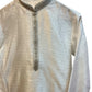 White  - Banarasi Handloom Brocade Mens Indian Kurta set - UK Stock - Weddings / Walimas , Sangeet, Diwali, Eid, Mehndi / Henna - VEE2488 VR