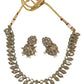 Mint / Pink - Small - Antique Gold Finish Necklace Set with Earrings - AE2402 C 0724