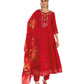 Red - Simple / Classy Ladies Indian Trousers Suit with Printed Dupatta - Size 12 (38") - LL22606 VV 1024