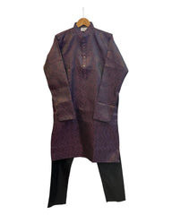 Dark Purple - Handloom Brocade Mens Indian Kurta set - UK Stock - Weddings / Walimas , Sangeet, Diwali, Eid, Mehndi / Henna - NAD25707 KA