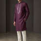 Wine - Rich MirrorWork Mens Indian Kurta set with Trousers - UK Stock - Weddings / Walimas , Sangeet, Diwali, Eid, Mehndi / Henna - VEE355 TY