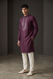 Wine - Rich MirrorWork Mens Indian Kurta set with Trousers - UK Stock - Weddings / Walimas , Sangeet, Diwali, Eid, Mehndi / Henna - VEE355 TY