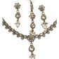 Clear - Small Size Antique Gold Finish Necklace Set with Earrings & Head Piece /Tika- SLV78  11Ap24