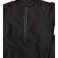 Black - Silky Self Brocade Mens Kurta Set - Wedding Sangeet Mehendi Haldi - SHU2306 KT 0923