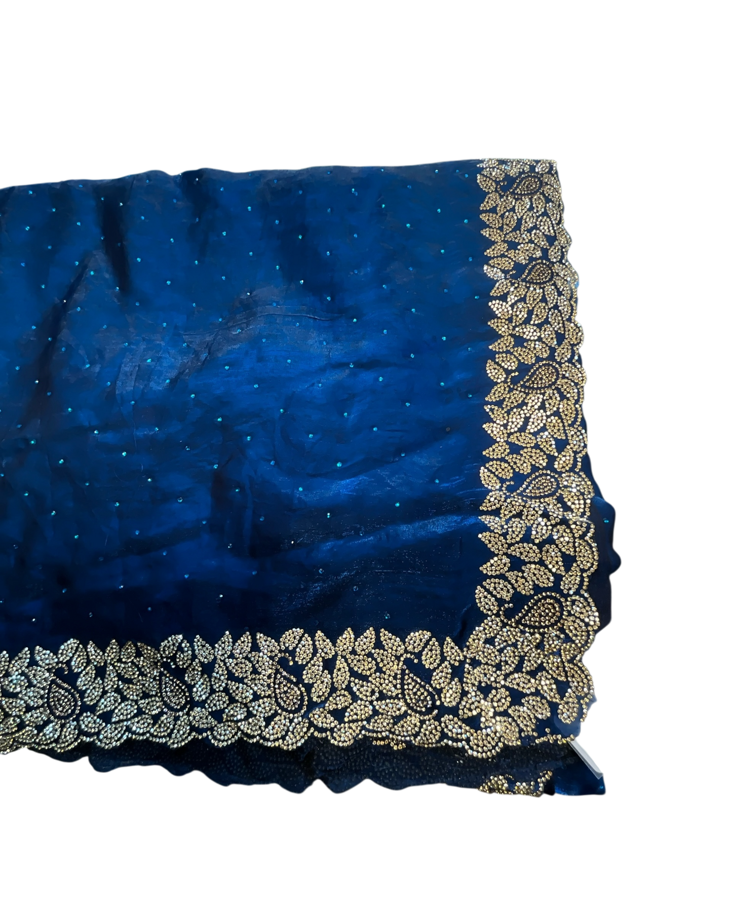 Cobalt Blue - Soft Crepe - Stone Work Saree with Blouse Piece - UK stock - 24hr Dispatch - RS2540 TV